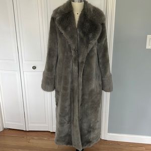 ASOS Grey Faux Fur Long Coat